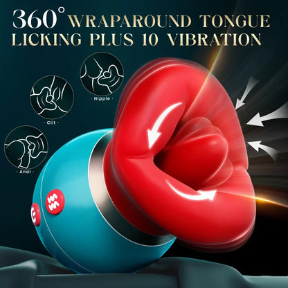 Quusvik - 3 in 1 App Remote Control Big Mouth Vibrator With 360° Tongue Licking & Sucking & Vibrating