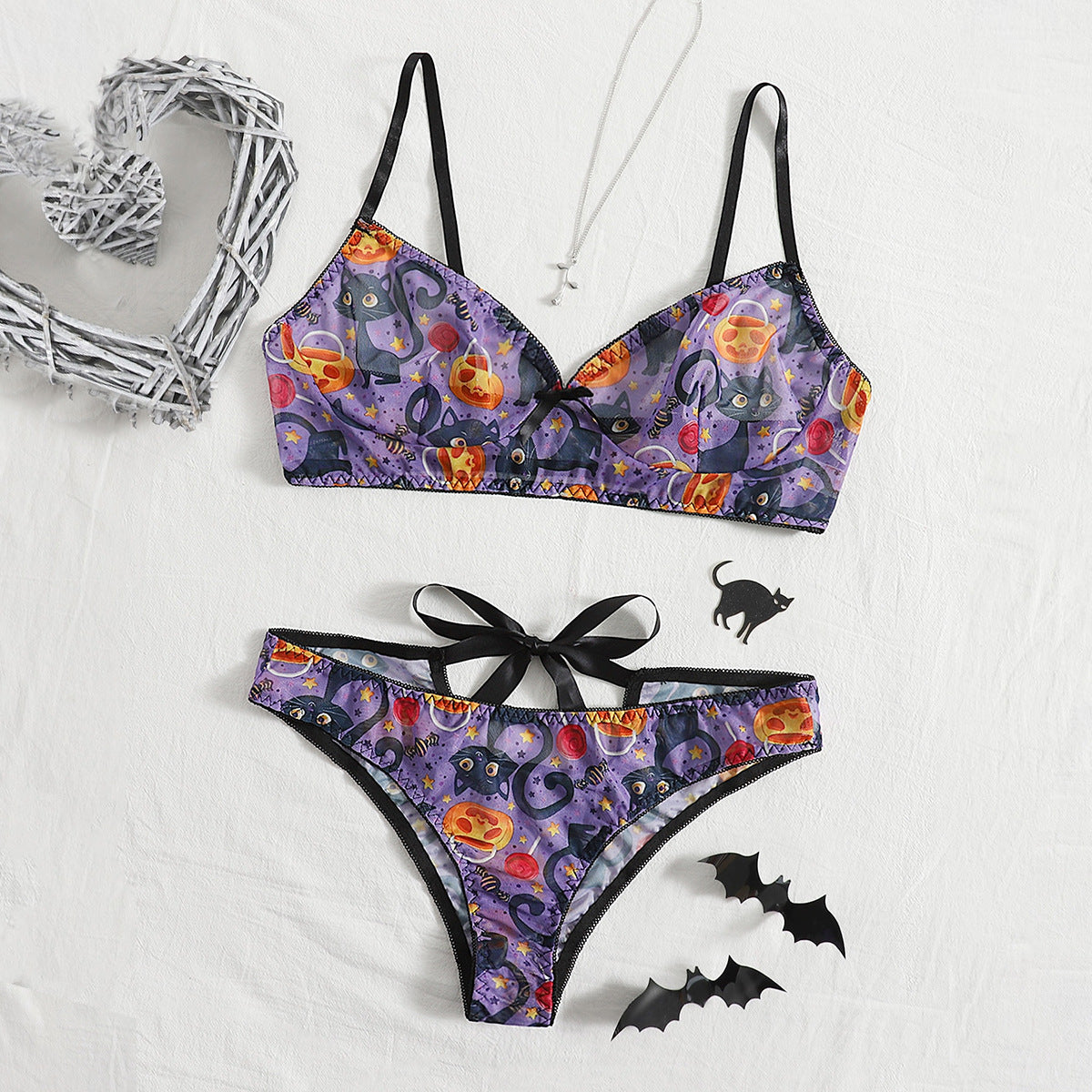 Plus Size Sexy Lingerie Three-piece Set with Backless Design Tempting and Transparent Lace