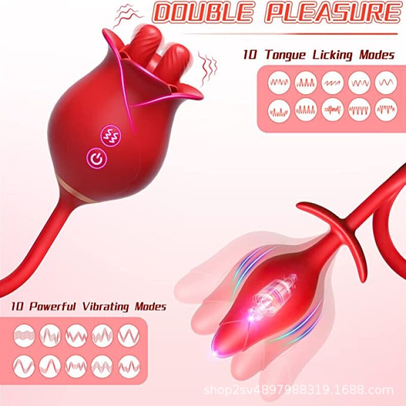 Quusvik - Romeo Double-pistil Tongue-licking Rose Toy With Vibrating Anal Plug