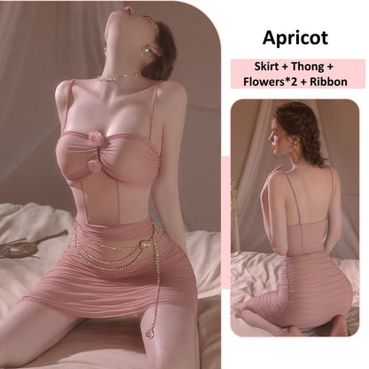 Sexy Lace Ruffled See-through Tight Bodycon Skirt