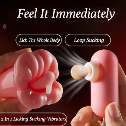 Quusvik - 2 In 1 Tongue Licking Sucking Vibrators For Women