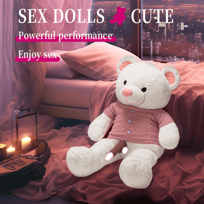 Teddy Bear Plush Sex Machine – App-Controlled, 11 Vibration & 7 Telescopic Modes, Heating, Waterproof