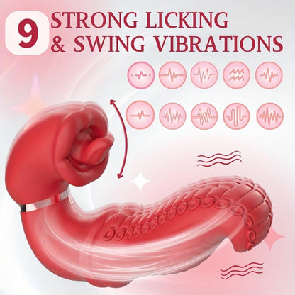 Octopus Tongue Licking Vibrator – 9-Mode Clitoral & G-Spot Stimulator with Swing Motion & USB Rechargeable