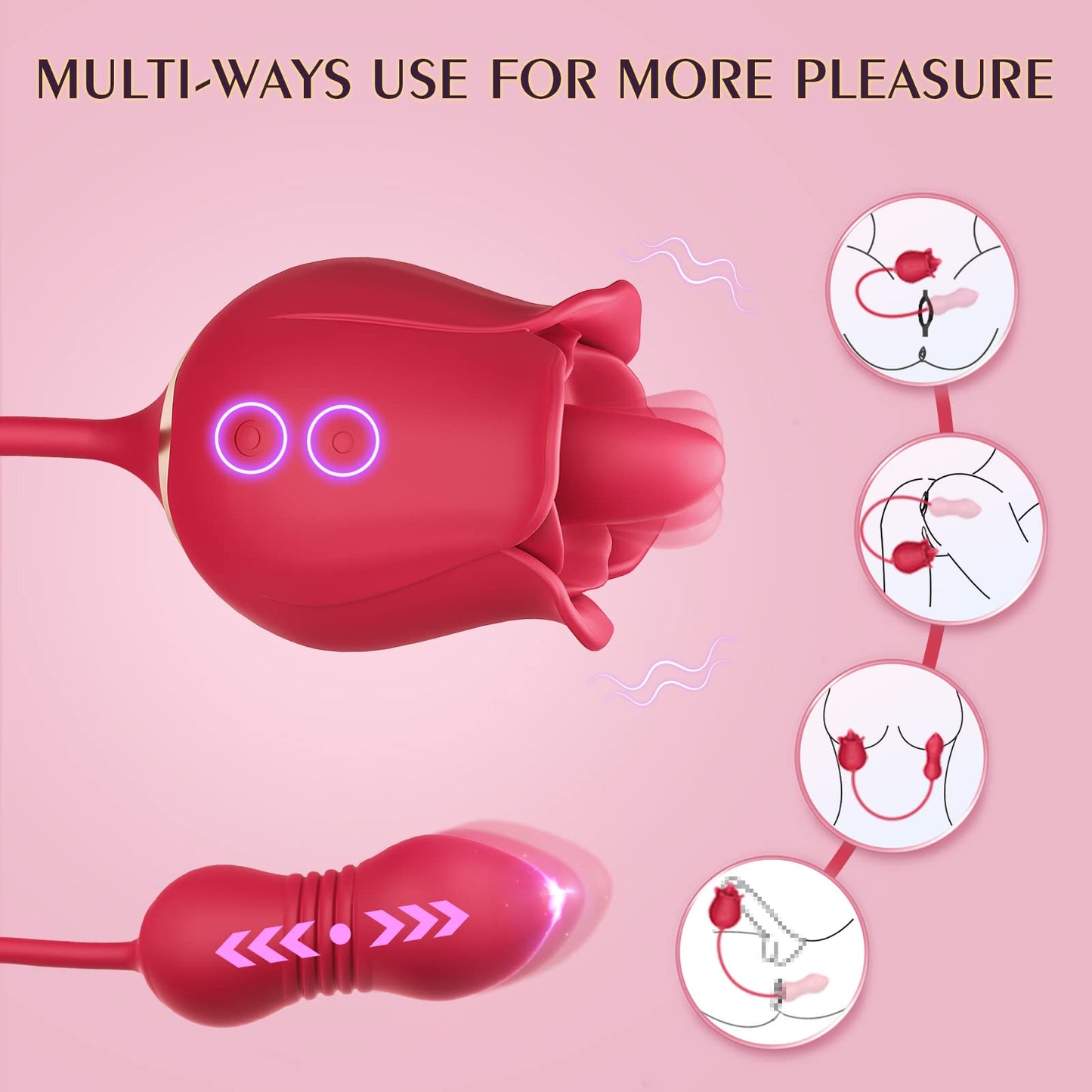 Quusvik - Rose Toy Vibrator Female Telescopic Egg Jumping  Tongue Licker Sex Toys