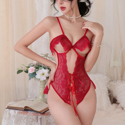 Sexy See-through Lace Strappy Crotch Bodysuit