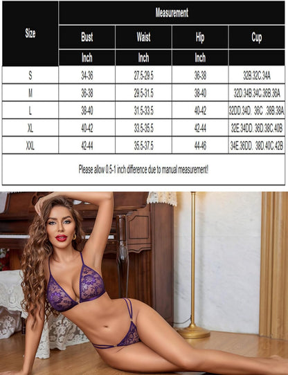 Women's Captivating 2-Piece Lingerie Set Halter-Style Lace See-Through Bra Alluring Panty