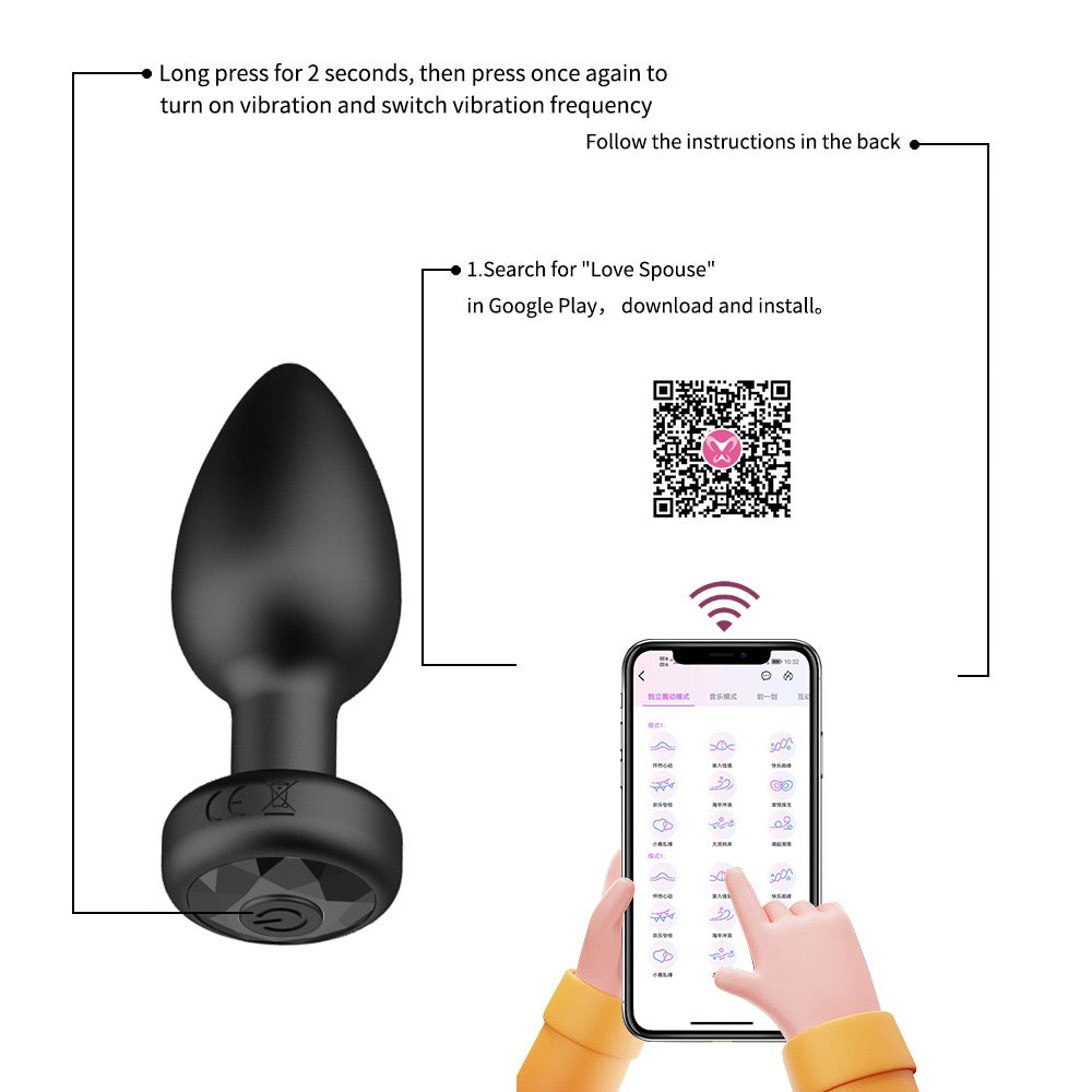 Quusvik - Remote/app controlled vibrating silicone anal plug