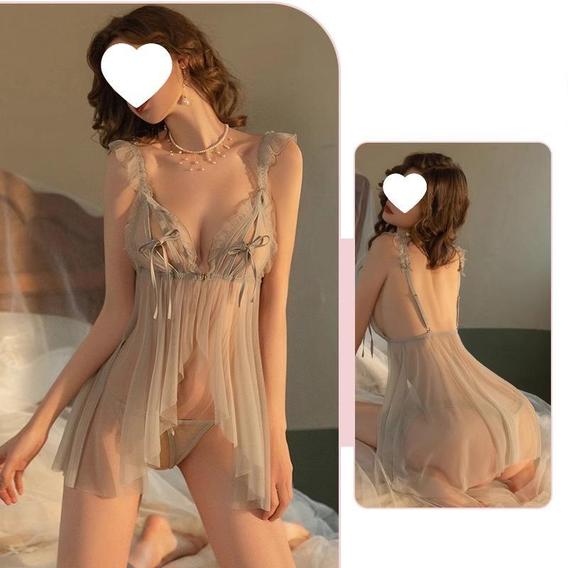 Sexy Mesh See-through Two Piece Babydoll Lingerie