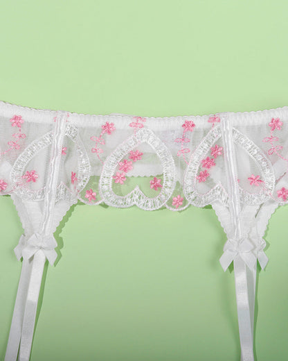 Embroidered Lace Heart Shape Lingerie Set