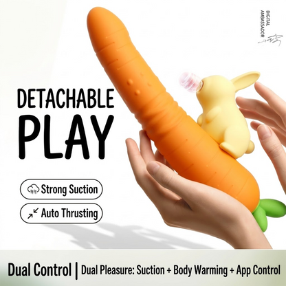 Cute Rabbit & Carrot Modular Suction & Heated Vibrating Wand Set