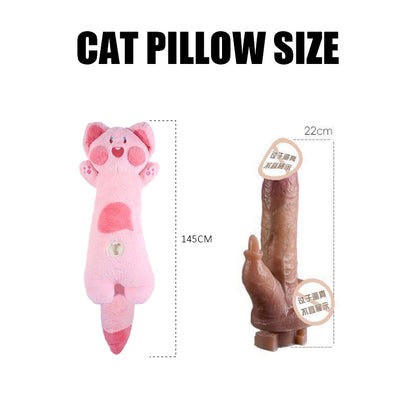 Cat Pillow Hidden Dildo Vibrator | 10-Speed Vibration + 3-Speed Thrusting | Automatic Licking & Suction