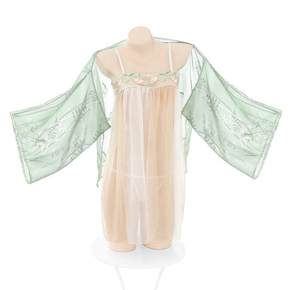 Ancient Style Sexy Chiffon Bra Pajamas Set