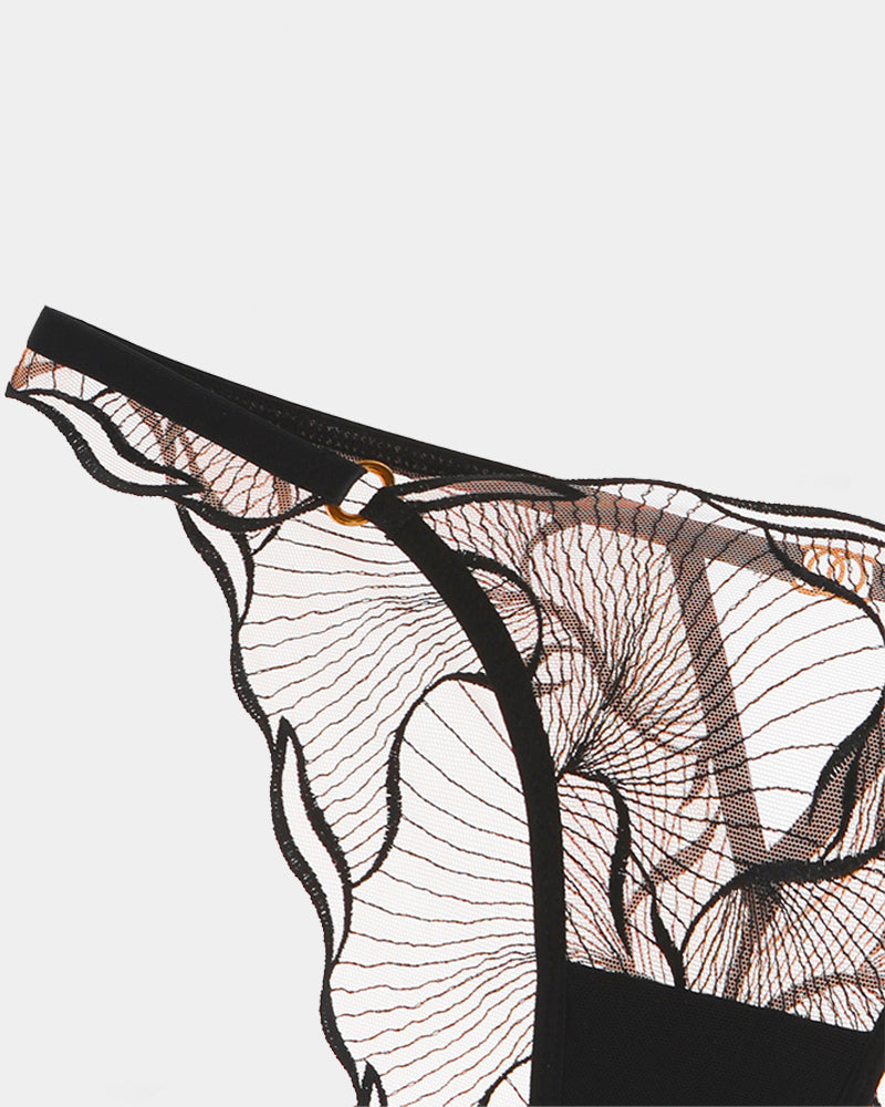 Ruffle Shoulder Strap Bra and Panty Set