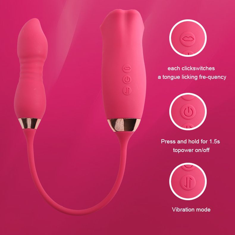 Quusvik - Rose Muncher Scarlet Rose kiss 3-in-1 Bitting & Thrusting Vibrator