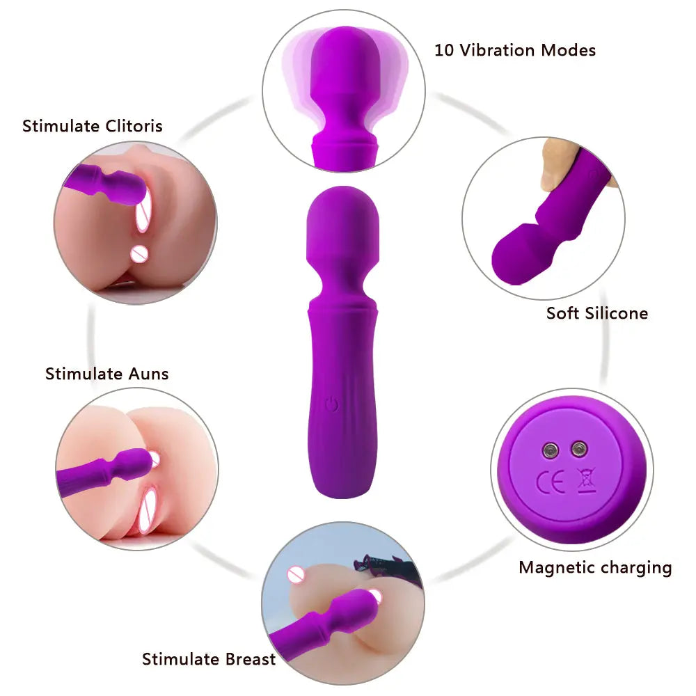 Quusvik rechargeable mini AV vibration massage stick for female masturbation with silicone all-inclusive glue and non-shaking hand design0