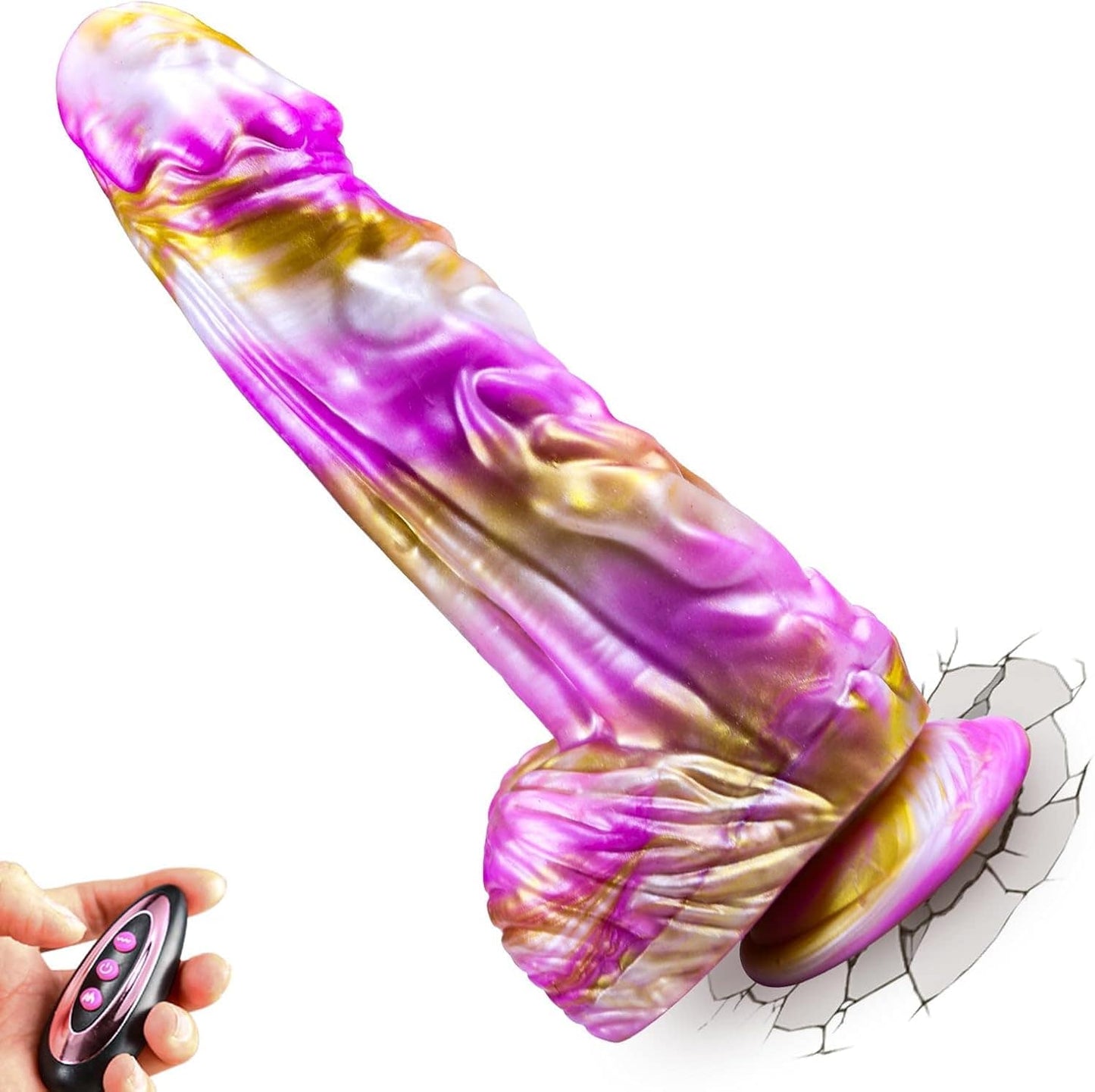 Quusvik 9" Monster Fantasy Dildo – 10 Thrusting & 10 Vibration Modes, Heating, Suction Cup, Remote Control, Harness-Compatible