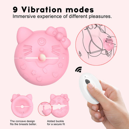 Kitty Cat Nipple Vibrator – 9-Mode Remote-Controlled Breast Massager, Waterproof & Silent