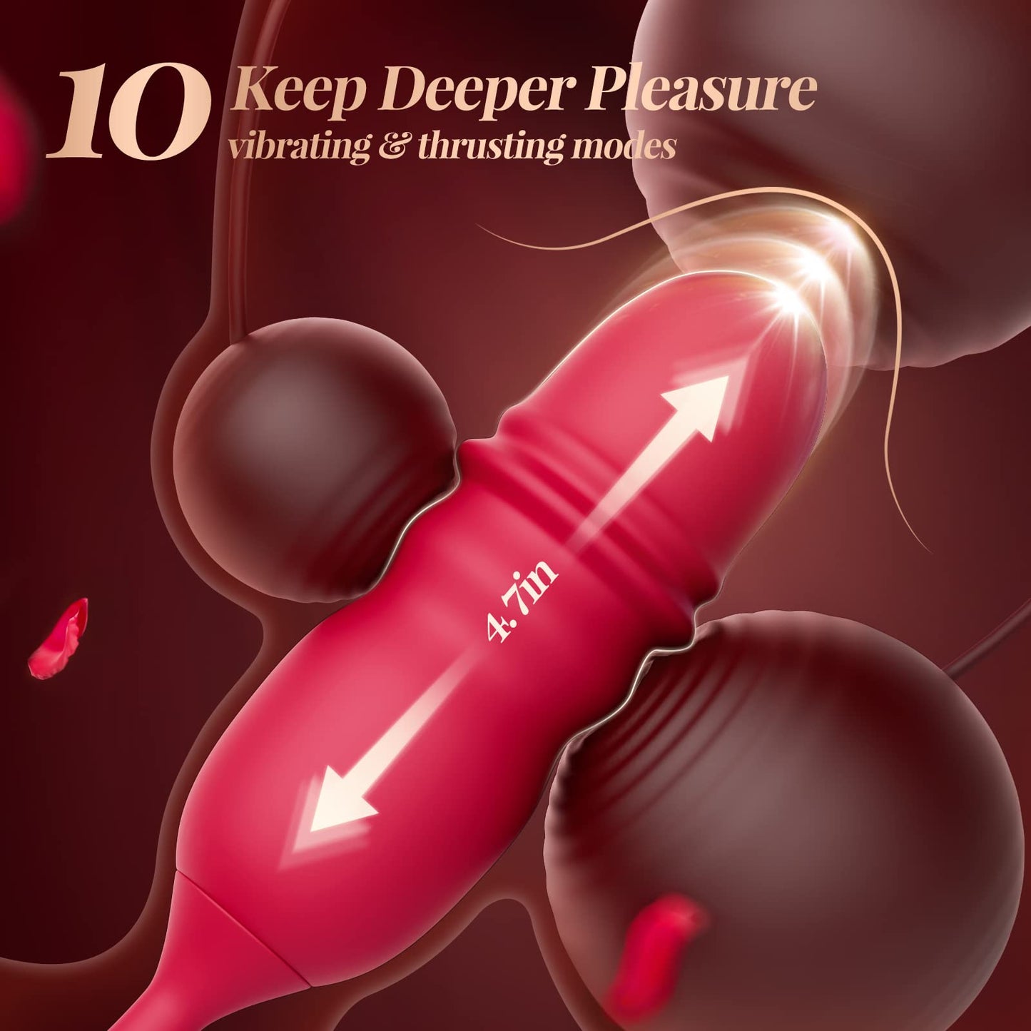 Quusvik - Rose Romeo 3in1 Dual Tongue Rose Adult Toys Vibrators with 10 Licking & 10 Thrust, Clitoral Nipple Anal G Spot Vibrator