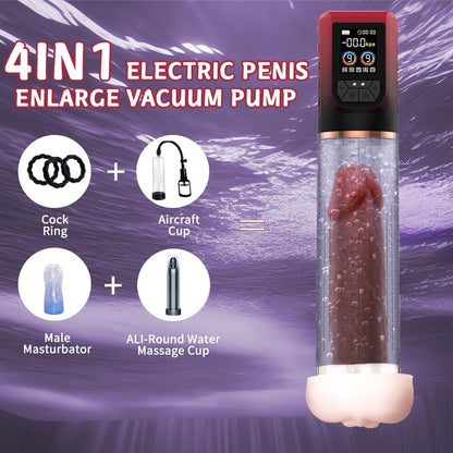 Quusvik - 3-in-1 Penis Enlargement Pump & Male Masturbator | Vacuum, Vibration & Water Therapy