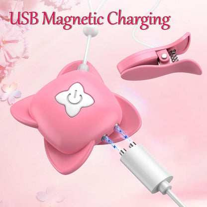 Quusvik Vibrating Nipple Clamps – 10 Vibration Modes, Remote Control, IPX6 Waterproof, Gentle Grip (Pink)