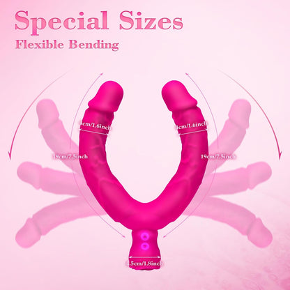 7.5'' Double Ended Vibrating Rose Dildo Anal Dildo with 10 Vibrating Modes