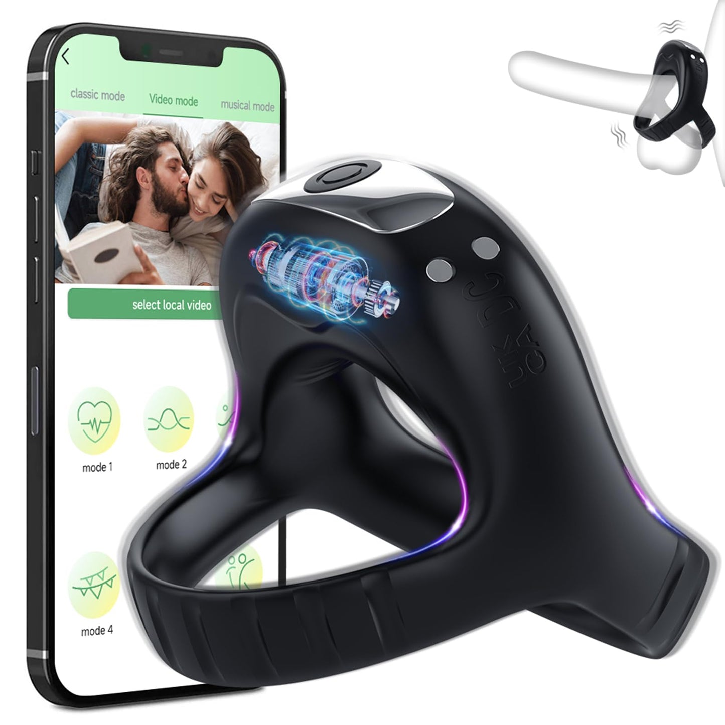 Quusvik - Vibrating Cock Ring with APP, Triangular Penis Ring with 10 Vibration Modes