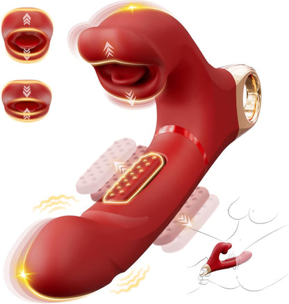 Quusvik Oral G-Spot Vibrator – 7 Flapping & 5 Biting Modes, 3-in-1 Stimulation, Rose Gold Pull Ring, IPX5 Waterproof