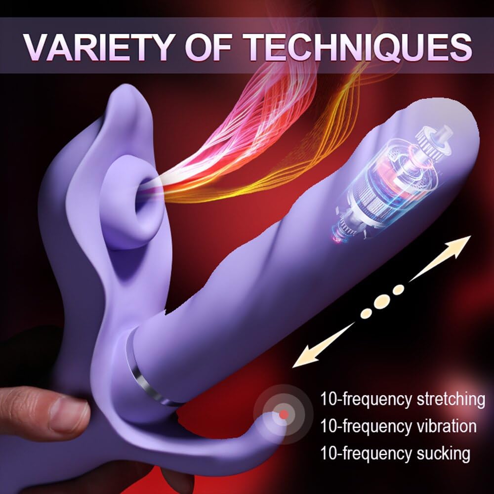 Quusvik Telescopic Vibrator Clitoris Stimulator Vagina G-Spot Massager Silicone Dildo Masturbator