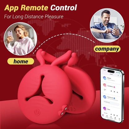 Quusvik Rabbit Vibrating Nipple Clamps - Smart App & Remote Control BDSM Toy