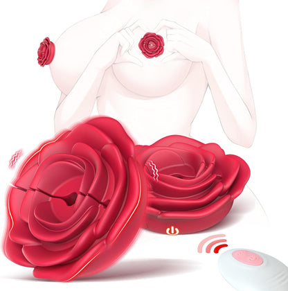 Rose Nipple Vibrator Clamps – 10-Mode Remote-Controlled Wearable Sex Toy, Waterproof & Rechargeable