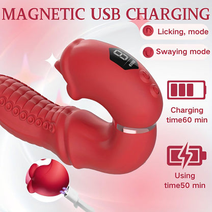 Octopus Tongue Licking Vibrator – 9-Mode Clitoral & G-Spot Stimulator with Swing Motion & USB Rechargeable