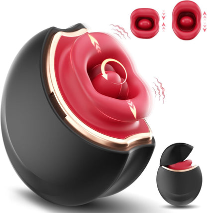 Quusvik - Upgraded Rose Mouth-Shaped Vibrator | Biting, Licking & Clitoral Stimulation