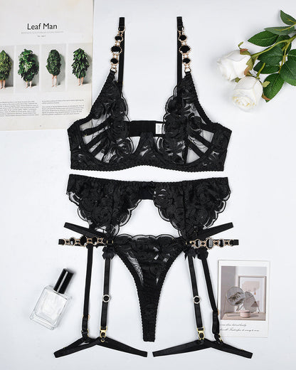 Vintage Gemstone Lace Lingerie Set