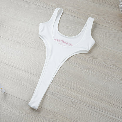 Sexy Strawberry Print High Fork Bikini Sexy Lingerie