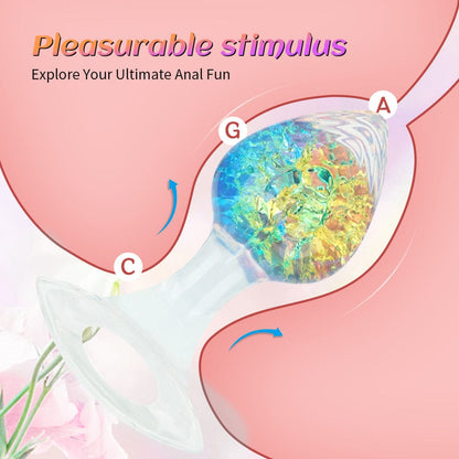 Quusvik Love-Shaped Crystal Butt Plug – Weighted Anal Plug for G-Spot & Prostate Stimulation, 3 Sizes, O-Ring Base, Liquid Silicone