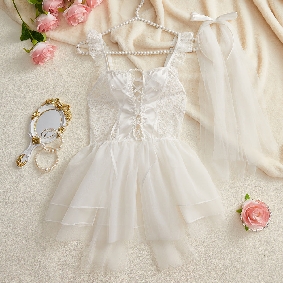 Hollow Cross Strap See-through Body Shaping Sexy Dress