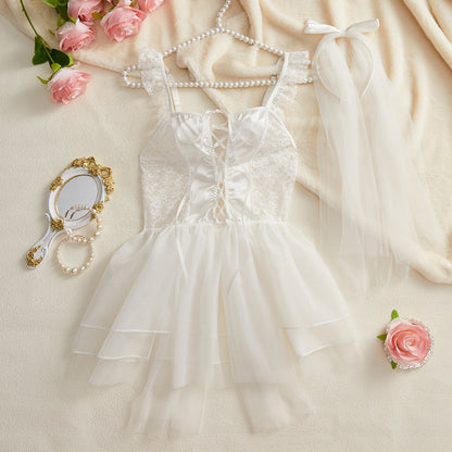 Hollow Cross Strap See-through Body Shaping Sexy Dress