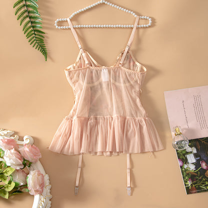 Embroidered Lace Suspenders Buckle Pure Desire Sexy Lingerie Jumpsuit