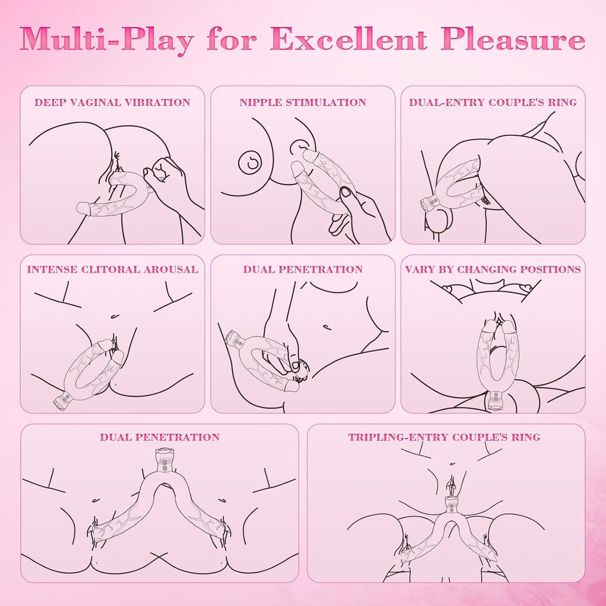 7.5'' Double Ended Vibrating Rose Dildo Anal Dildo with 10 Vibrating Modes