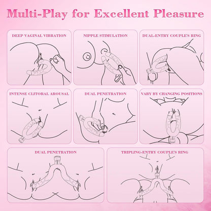 7.5'' Double Ended Vibrating Rose Dildo Anal Dildo with 10 Vibrating Modes