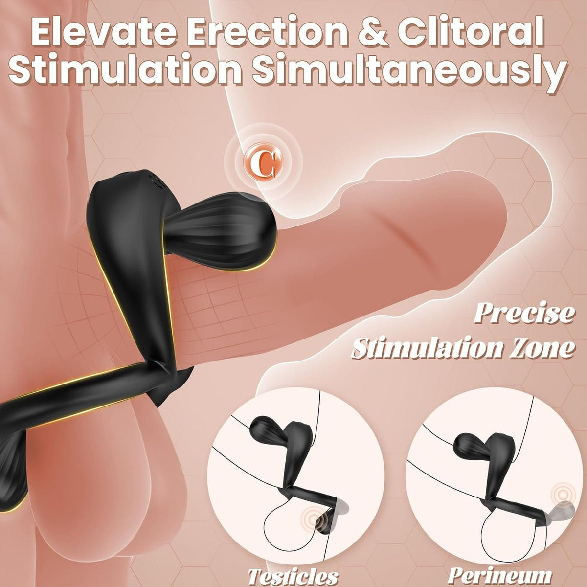 Vibrating Dual Cock Ring with Adjustable Beads