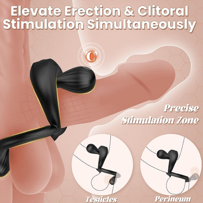 Vibrating Dual Cock Ring with Adjustable Beads