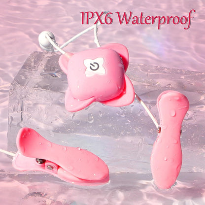 Quusvik Vibrating Nipple Clamps – 10 Vibration Modes, Remote Control, IPX6 Waterproof, Gentle Grip (Pink)