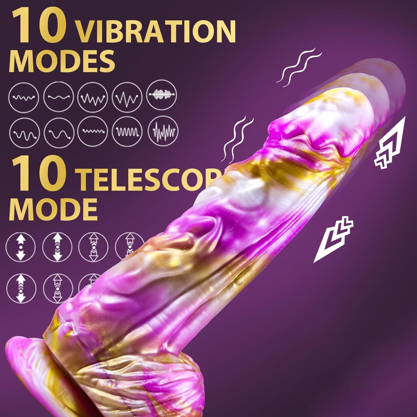 Quusvik 9" Monster Fantasy Dildo – 10 Thrusting & 10 Vibration Modes, Heating, Suction Cup, Remote Control, Harness-Compatible
