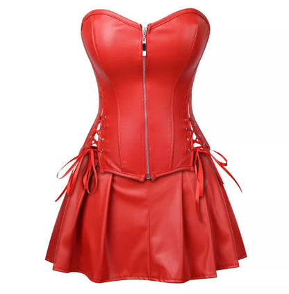 Plus Size Corset Bright Leather Skirt Push up Tube Top