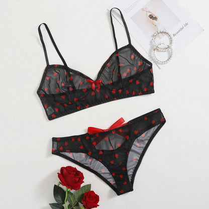 Plus Size Sexy Lingerie Three-piece Set with Backless Design Tempting and Transparent Lace