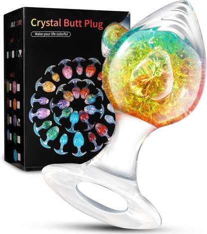 Quusvik Love-Shaped Crystal Butt Plug – Weighted Anal Plug for G-Spot & Prostate Stimulation, 3 Sizes, O-Ring Base, Liquid Silicone