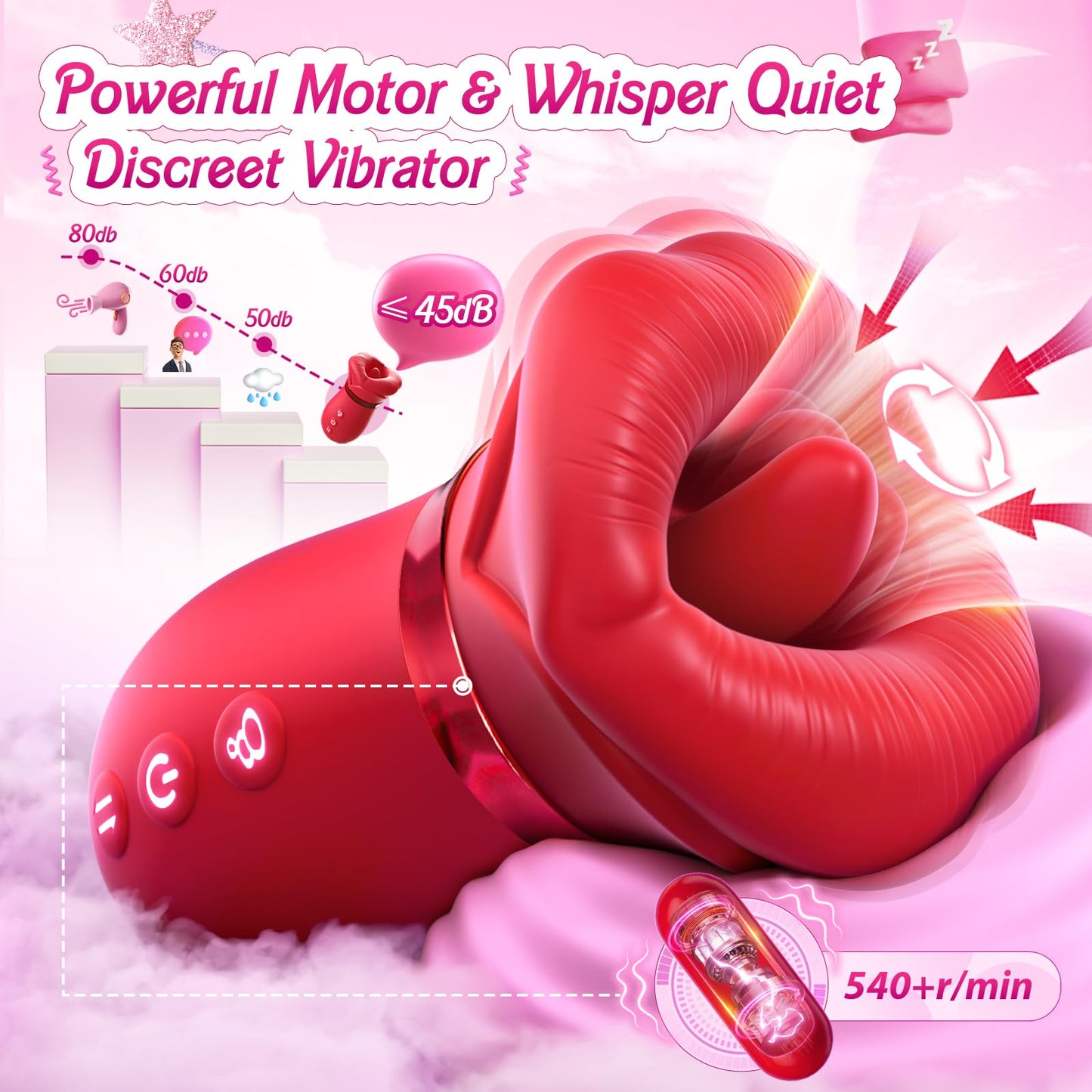 Quusvik - 4IN1 Mouth Sucking Vibrator Rose Sex Toy