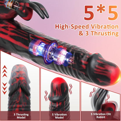 Quusvik Rabbit 5-in-1 Thrusting Rotating Dildo with Heating & Remote Control – G-Spot & Clit Stimulator