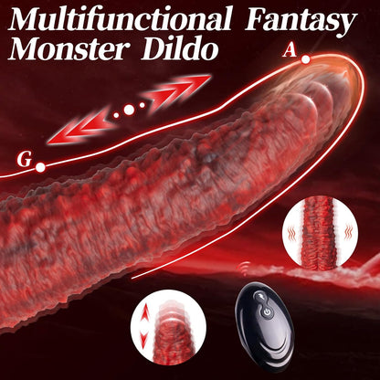 Quusvik - 9.5-Inch Monster Tongue Thrusting Dildo Vibrator | Remote-Controlled Pleasure